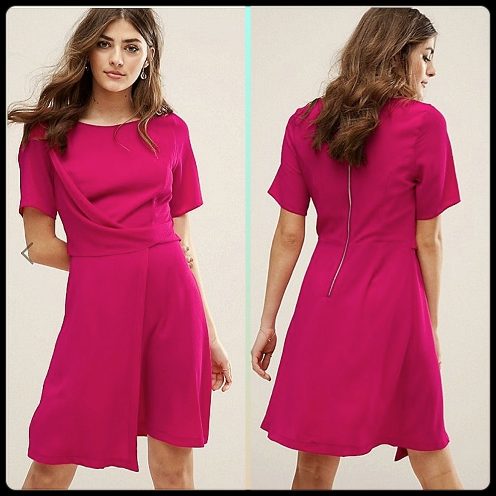 New Look Drape Front Mulberry Front Slit Dress